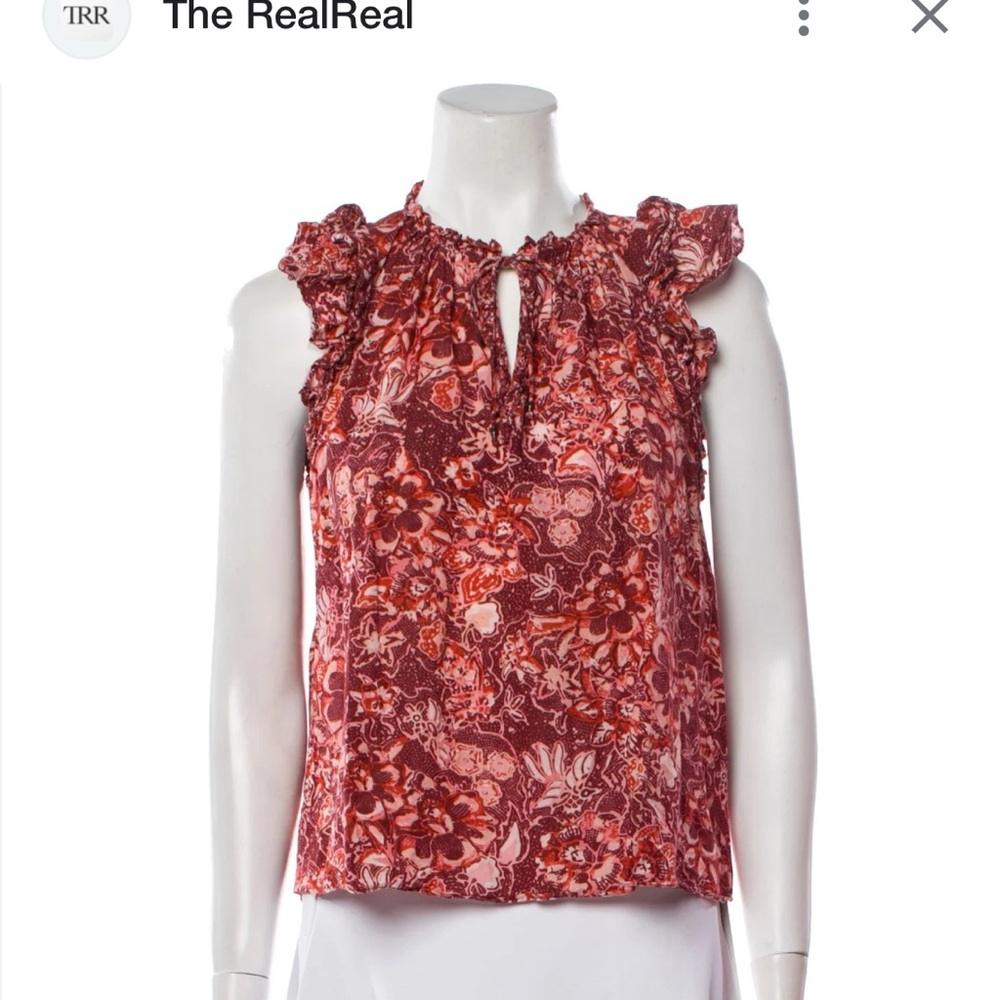 Ulla Johnson floral red ruffle blouse